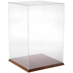 Plymor Clear Acrylic Display Case, 12" W x 12" D x 18" H Hardwood