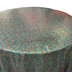 1 Yard Glitz Sequin Tablecloth 90 Inch Round Durable Polyester for Parties and Weddings Rainbow