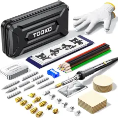 96pcs Wood Burning Kit, Professional Wood Burner Pen Tool, Creative Tool Set Adjustable Temperature WoodBurner for Embossing/Carving,Suitable for Beginners,Adults (BLACK)