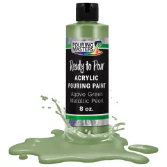 Pouring Masters Agave Green Metallic Pearl Ready to Pour Acrylic Pouring Paint - Premium 8-Ounce Pre-Mixed Fluid Acrylic Paint - Fluid Art Supplies for Canvas, Wood, Paper, Tile & Rocks