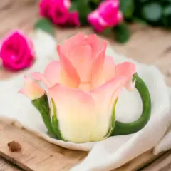 Ceramic Pink Rose Flower Teapot Figurine, Home D&eacute;cor, Gift for Her, Mom, Farmhouse Kitchen D&eacute;cor, Vintage Decor