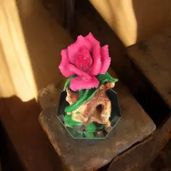 Ceramic Carnation Flower on Glass Base Figurine, Gift for Her, Gift for Mom, Mother's Day Gift, Home Decor