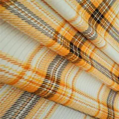 4x2 Yummy Rib Plaid Knit Fabric Soft Stretch Material, 58/60" Wide IVORY/MUSTARD