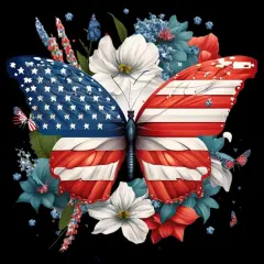 Patriotic Diamond Art Kit for Adults Independence Day Butterfly Diamond Painting Kits for Adult Beginners Full Drill Round 4th of July Diamond Art Painting Kits for Home Wall Decor 13.8x13.8in