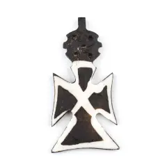 The Bead Chest Handmade Batik Bone Cross Pendant from Kenya &ndash; African Tribal Design &ndash; Urban &ndash; Fair Trade Ethically Sourced Jewelry Making Charm