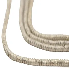 The Bead Chest White Metal Heishi Ethiopian Beads (Set of 2)