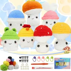 7 pcs Mushroom Crochet Kit for Beginners