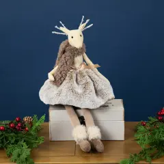 Northlight Sitting Reindeer Girl with Dangling Legs Christmas Figure - 18" Beige