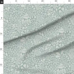 Various Fabrics by the Yard or Fat Quarter Calm Botanical Tranquil Flowers Serene Leaves Blue Gray Vine Wildflowers Floral Custom Printed Fabric by Spoonflower