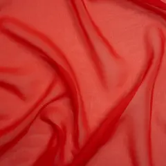 1 Yard Red Orange Silk Georgette Vibrant Designer Deadstock Fabric 45 inch Width