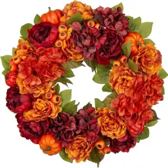 24" Artificial Fall Floral Peony Wreath