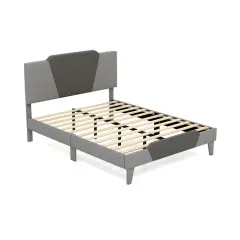 Full/Queen Velvet Upholstered Bed Frame with High Headboard, Soft Touch, Modern Design