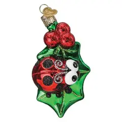 Old World Christmas 4.0 Inch Holly Ladybug Christmas Tree Ornament , Christmas Decor Symbol Of Luck Berries Multicolored