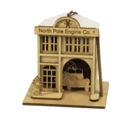 Ginger Cottages 4.0 Inch North Pole Engine Co. Tree Ornament , #1 Firehouse Truck Hydrant Beige