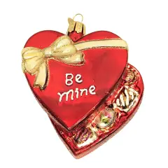 Old World Christmas 4.0 Inch Valentine Chocolates Valentine Tree Ornament , Be Mine Heart Red