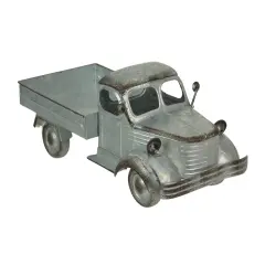 Distressed Galvanized Silver Vintage Truck Metal Planter &ndash; Rustic Decor for Indoor & Outdoor Use, 14&rdquo; Farmhouse-Inspired Flower Display, Perfect for Gardens