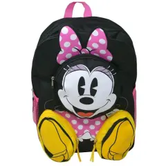 Disney Minnie Mouse Front Body 16" Backpack with 3D 3 Zipper Pockets