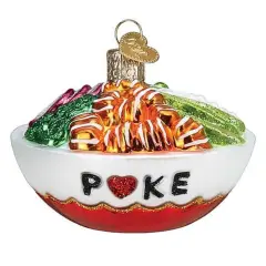 Old World Christmas 2.0 Inch Poke Bowl Christmas Tree Ornament , Christmas Decor Popular Hawaiian Dish Multicolored