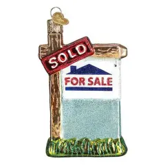 Old World Christmas 4.0 Inch Realty Sign Christmas Tree Ornament , Ornament Houses For Sale Sold Multicolored