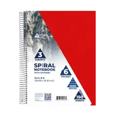 Spiral Notebook 3-Subject Wide-Ruled &ndash; 150 Sheets &ndash; 24 Ct