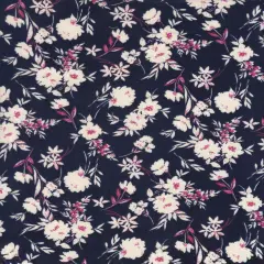 1 Yard CEY Floral Print Fabric 58/59&Prime; Wide 100% Polyester NAVY