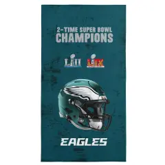 NFL Philadelphia Eagles 2025 Super Bowl LIX Multi Champ Unstoppable Beach Towel 30X60 Inches