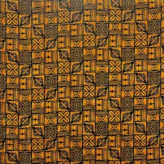 1 Yard Traditional Polynesian Tapa Pattern Cotton Fabric, 36" L x 45" W Orange / Black