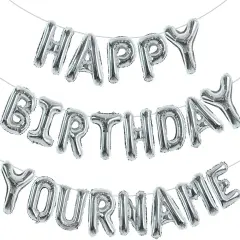 65 Pcs 16 Inch Silver Happy Birthday Balloons - Silver