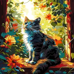 Window Cat Paint by Numbers Kit - 16x20 Inch