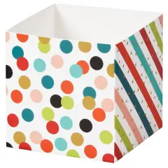 Pack/6: Painted Dots & Stripes Square Party Favor Box - 3-3/4 x 3-3/4 x 3-3/4"