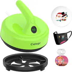 Mini Heat Press, 5" Diameter Round Heat Press Machine for T-Shirt Portable, 4 Levels Temp Max 410℉, Small Iron for Crafts, Coaster, Bag, Pillow, Ceramic, Sublimation Ink Vinyl Transfer (Green)