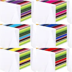 12 Pcs Cinco De Mayo 14 x 108 Inch Plastic Mexican Serape Striped Tablecloth Disposable Fiesta Decor for Cinco De Mayo Mexican Theme Birthday Party(Colorful)