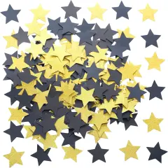 Glitter Five Stars Table Confetti Decor - Black Gold Wild One 1st Birthday Graduation Party Twinkle Stars Confetti Sequins Wedding New Years Party Confetti Sprinkles Decorations, 200pc