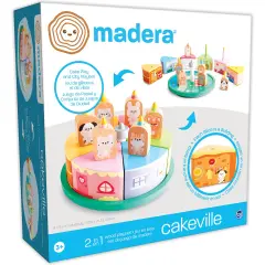 Madera Wood: Cakeville Playset - Activity Scene & Animal Figures, Surprise-Filled Cake Slices, Transformative Characters, Kids-Toddlers Ages 3+