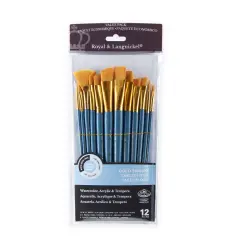 RSET-9307 | 12pc Golden Taklon Long Handle Variety Brush Set