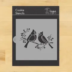 Cardinals on Branch Cookie & Craft Stencil | CM187 by Designer Stencils | Cookie Decorating Tools | Baking Stencils for Royal Icing, Airbrush, Dusting Powder | Craft Stencils for Canvas, Paper, Wood | Reusable Food Grade Stencil