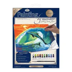 PCL6 | Painting by numbers&trade; 13pc 11" x 14" Dolphins & Surf Canvas Painting Project