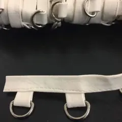 3/4 Inch White Vinyl D Ring Eyelet Tape with Silver Buckle by the Yard