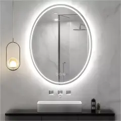 Oval LED Bathroom Mirror with Back Light Large HD Vanity Mirror AntiFog Dimmable