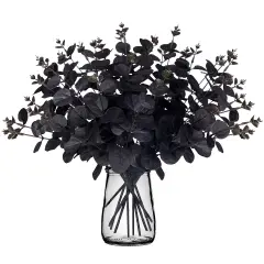 14PCS Black Halloween Decor Artificial Flowers Bulk - Eucalyptus Stems Branches Decorations for Table Indoor Centerpieces