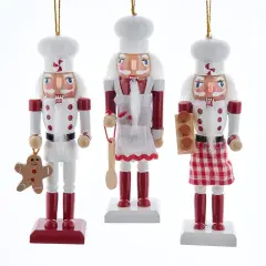 6" Wooden Chef Nutcracker Ornaments - Set of 3