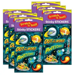 Space Out!/Alien Orange Mixed Shapes Stinky Stickers&reg;, 32 Per Pack, 6 Packs