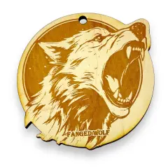 Ornament - Fanged Wolf Raw Wood