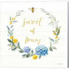 Bees and Blooms - Sweet As Honey Wreath by Danhui Nai 12" x 12" Canvas Wall Art