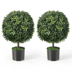 2PC 22" Artificial Boxwood Topiary Ball Tree Office Garden Patio Desk Decoration