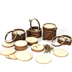 Mini Embroidery Hoops Adjustable Wooden Circle Cross Stitch Hoop Ring Bulk Round Embroidery for Art Craft Handy Sewing and Decoration(20 Pieces,2.2 x 2 Inch)