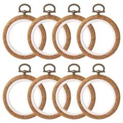 8 Pack Round Mini Embroidery Hoops 3 Inch Imitated Wood Display Frame Circle Cross Stitch Hoop Ring for Art Craft Sewing Hanging Ornaments