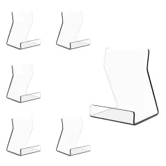 Acylic Upright Display Stand, 6PC 4 Inch Clear Display Holder Easel Base Picture Frame for Home Office School Store to Display Book, Vinyl Record, Album, LP Cover, Artworks, CDs