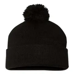 Sportsman&reg; Pom Pom Cuffed Beanie Black