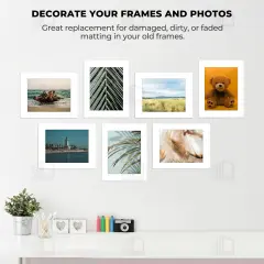 11x14 White Pre-Cut Picture Mats for 8.5x11 Photos, Prints, Artworks - White Core Bevel Cut 8x10.5 Openings Acid Free Frame Mattes 1.4Mm Thickness - Pack of 12